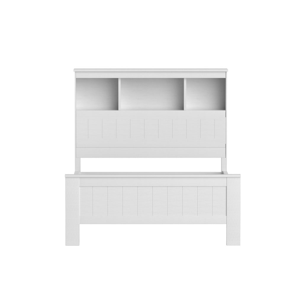 Artiss Bed Frame King Single Size Wooden with 3 Shelves Bed Head White-Bed Frames-PEROZ Accessories