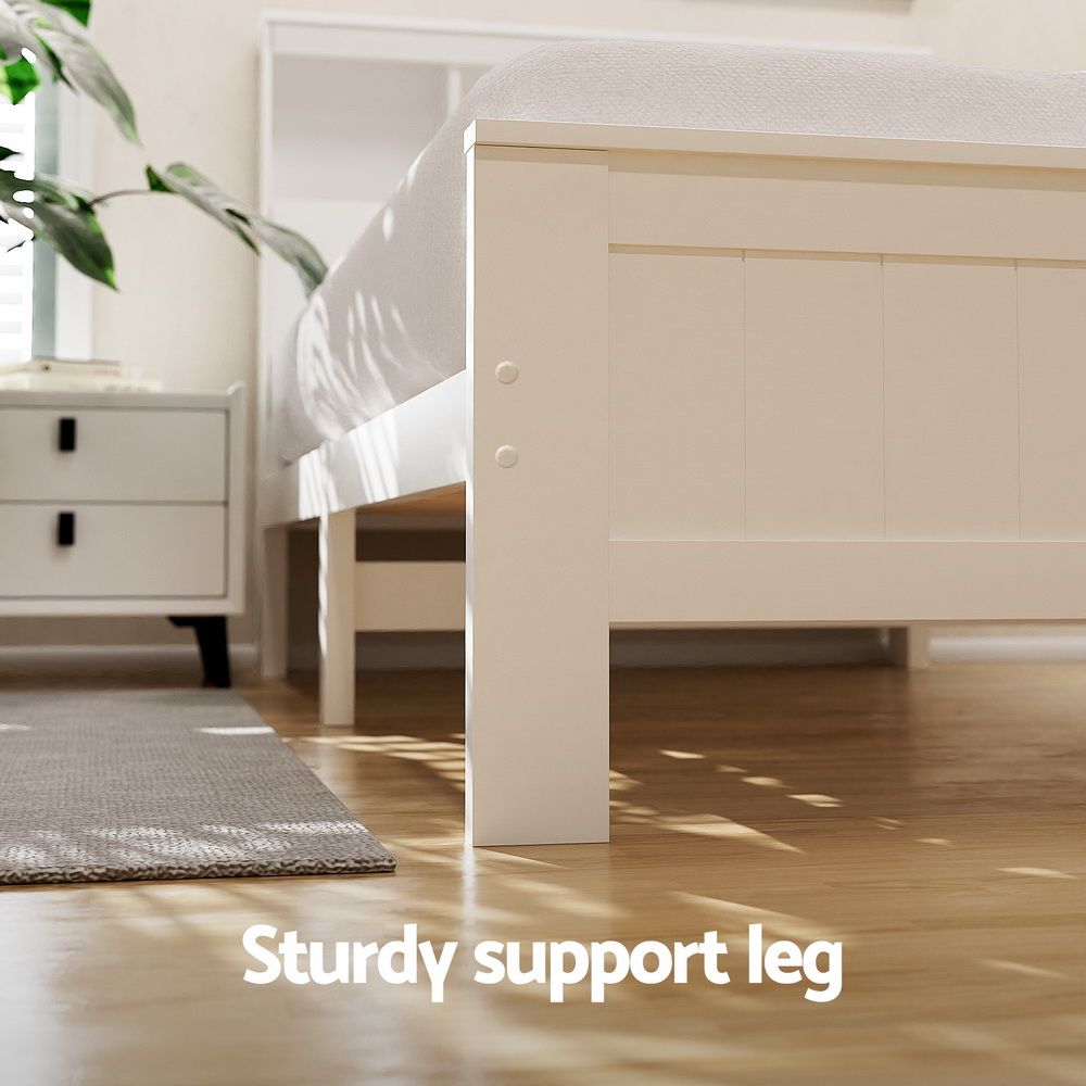 Artiss Bed Frame King Single Size Wooden with 2 Storage Drawers White-Furniture > Bedroom > Beds & Bed Frames-PEROZ Accessories