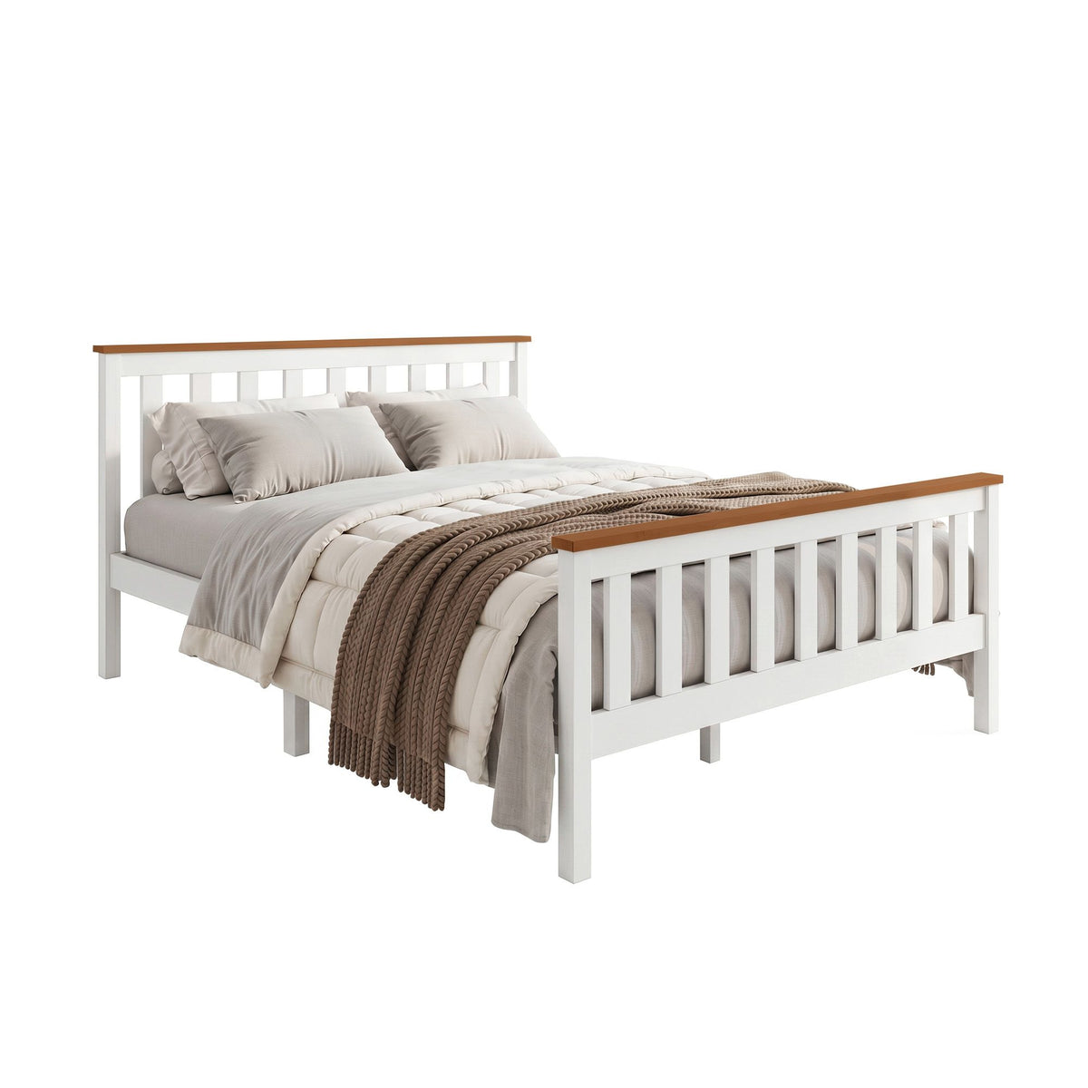 Artiss Double Full Size Wooden Bed Frame PONY Timber Mattress Base Bedroom Kids-Bed Frames-PEROZ Accessories