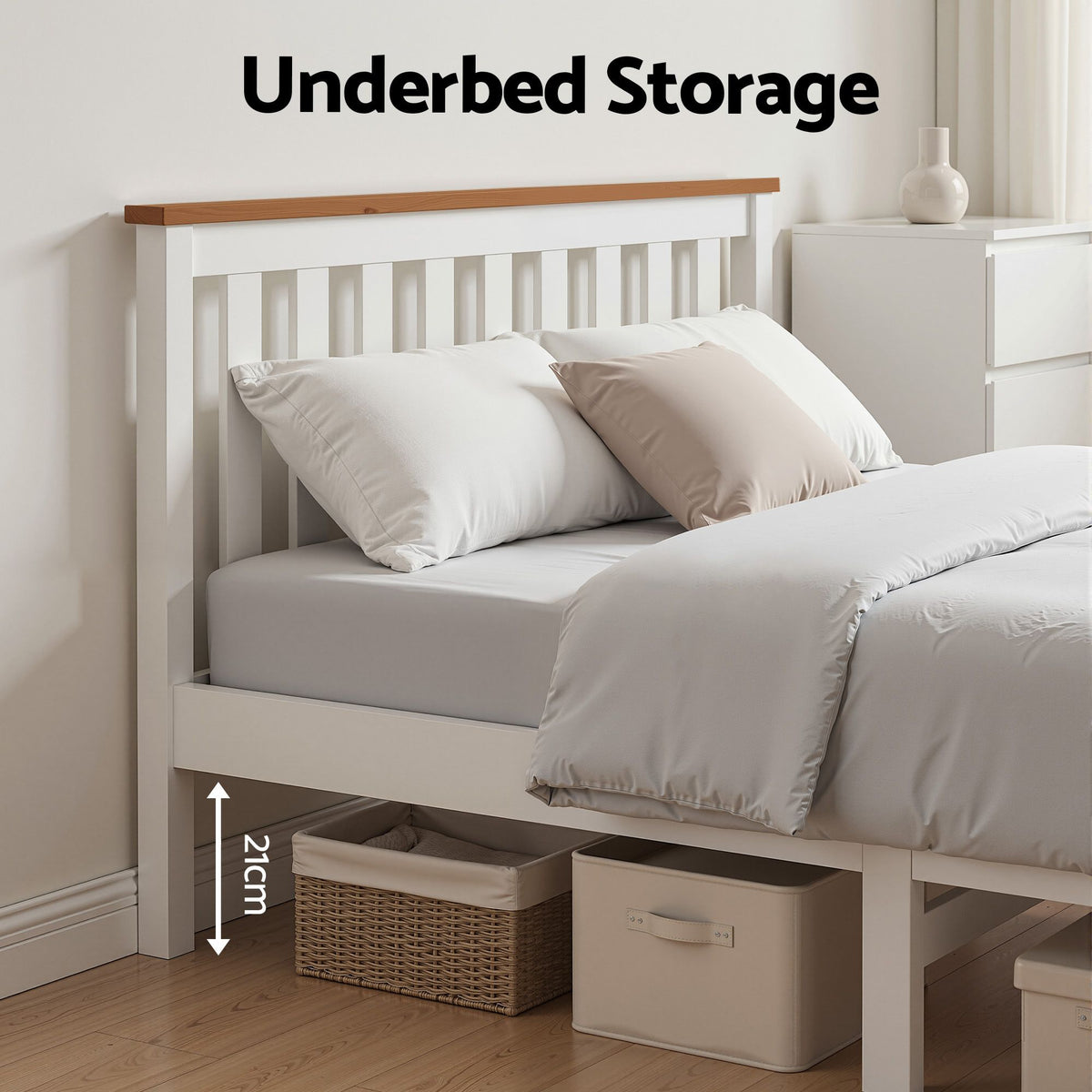 Artiss Double Full Size Wooden Bed Frame PONY Timber Mattress Base Bedroom Kids-Bed Frames-PEROZ Accessories