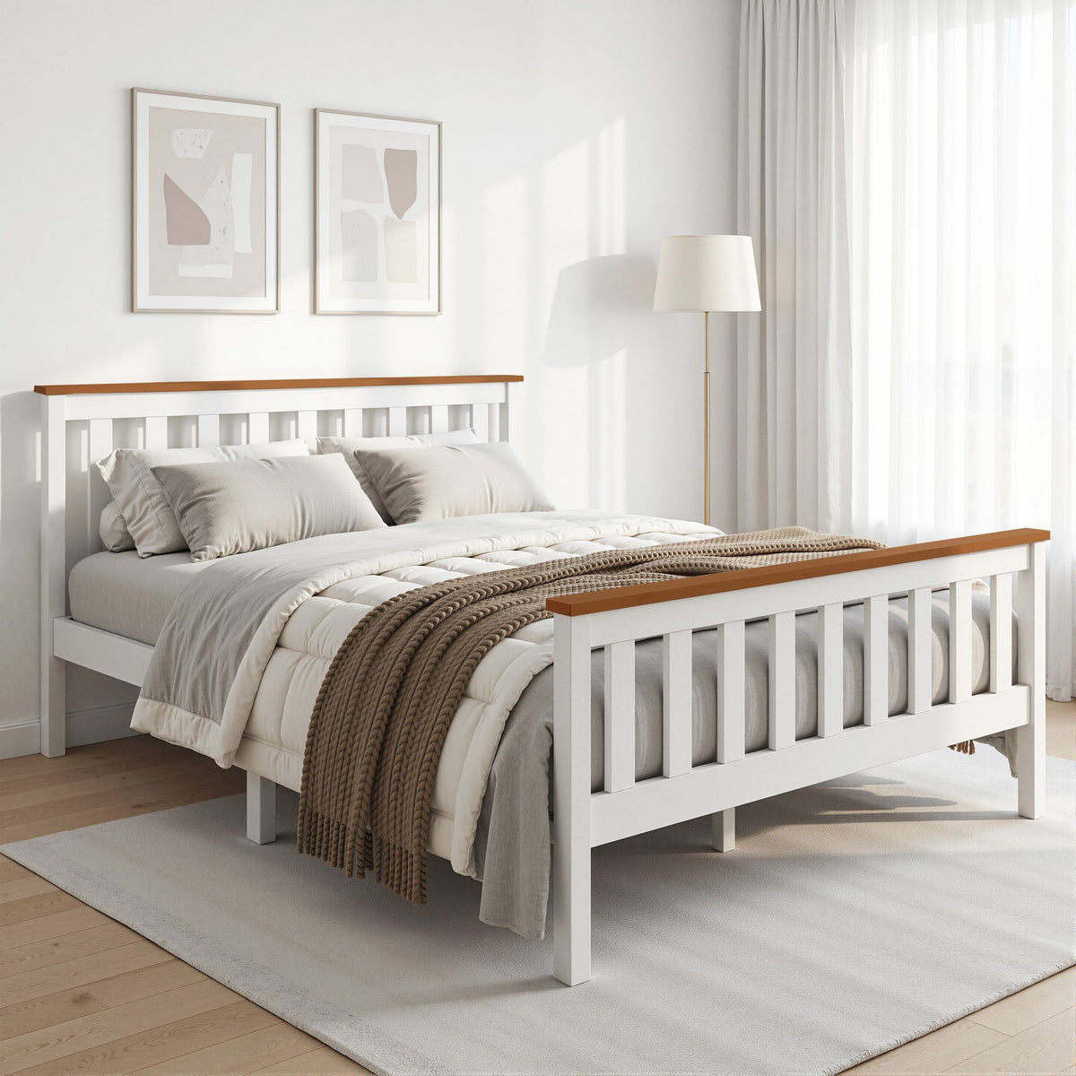 Artiss Double Full Size Wooden Bed Frame PONY Timber Mattress Base Bedroom Kids-Bed Frames-PEROZ Accessories