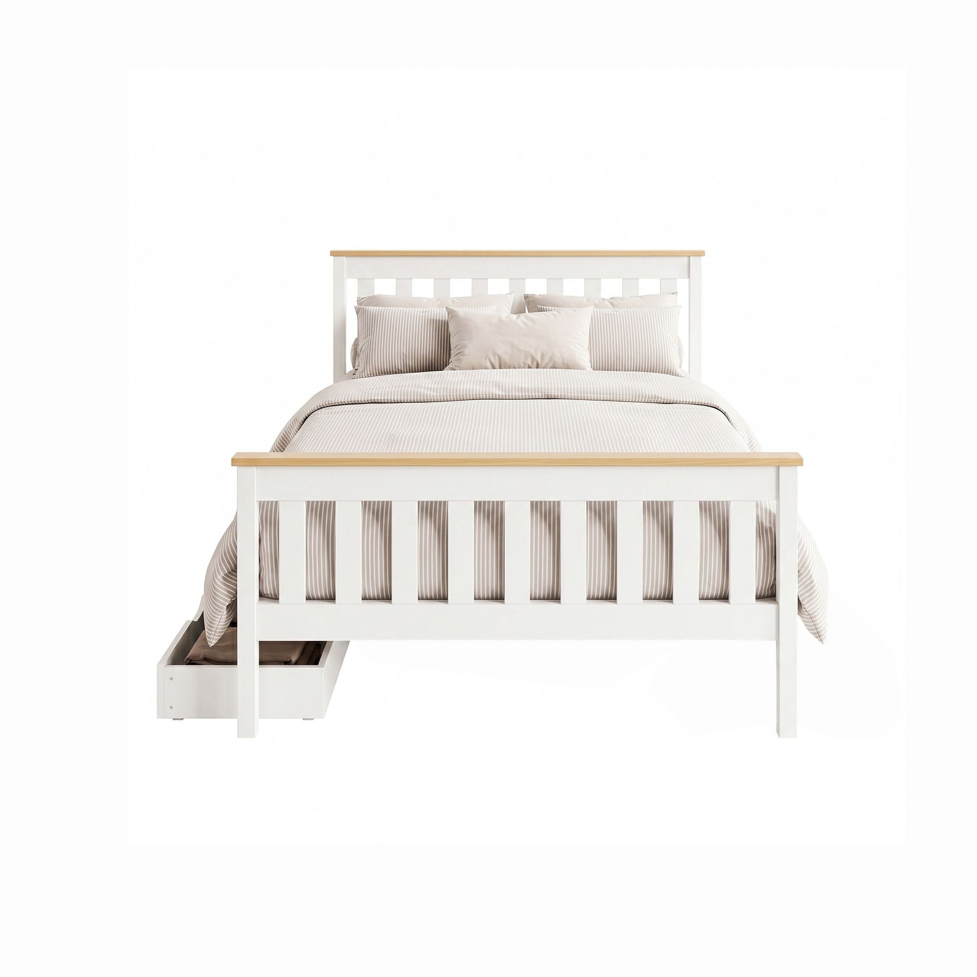Artiss Bed Frame Double Size Wooden Platform with 2 Storage Drawers White PONY-Furniture > Bedroom > Beds & Bed Frames-PEROZ Accessories