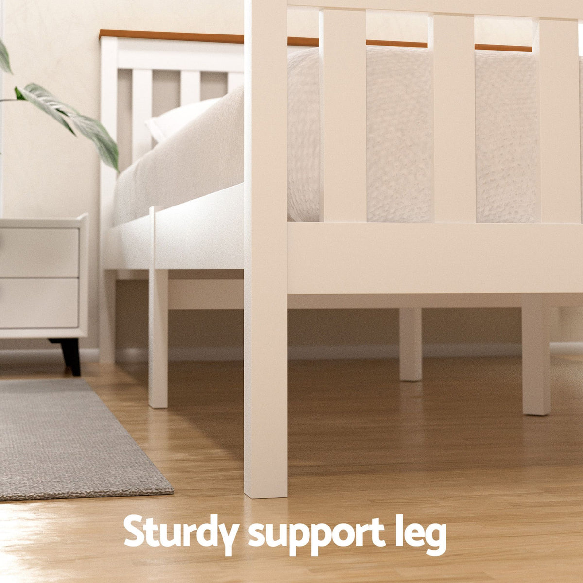 Artiss Bed Frame Double Size Wooden Platform with 2 Storage Drawers White PONY-Furniture > Bedroom > Beds & Bed Frames-PEROZ Accessories