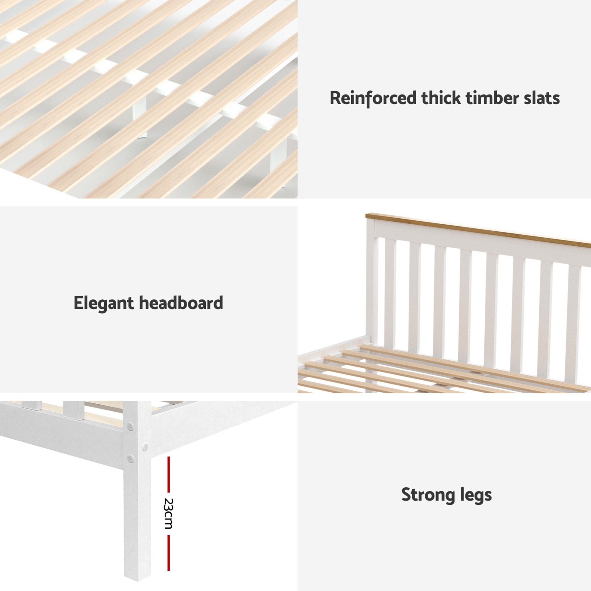 Artiss Bed Frame Double Size Wooden Platform with 2 Storage Drawers White PONY-Furniture > Bedroom > Beds & Bed Frames-PEROZ Accessories