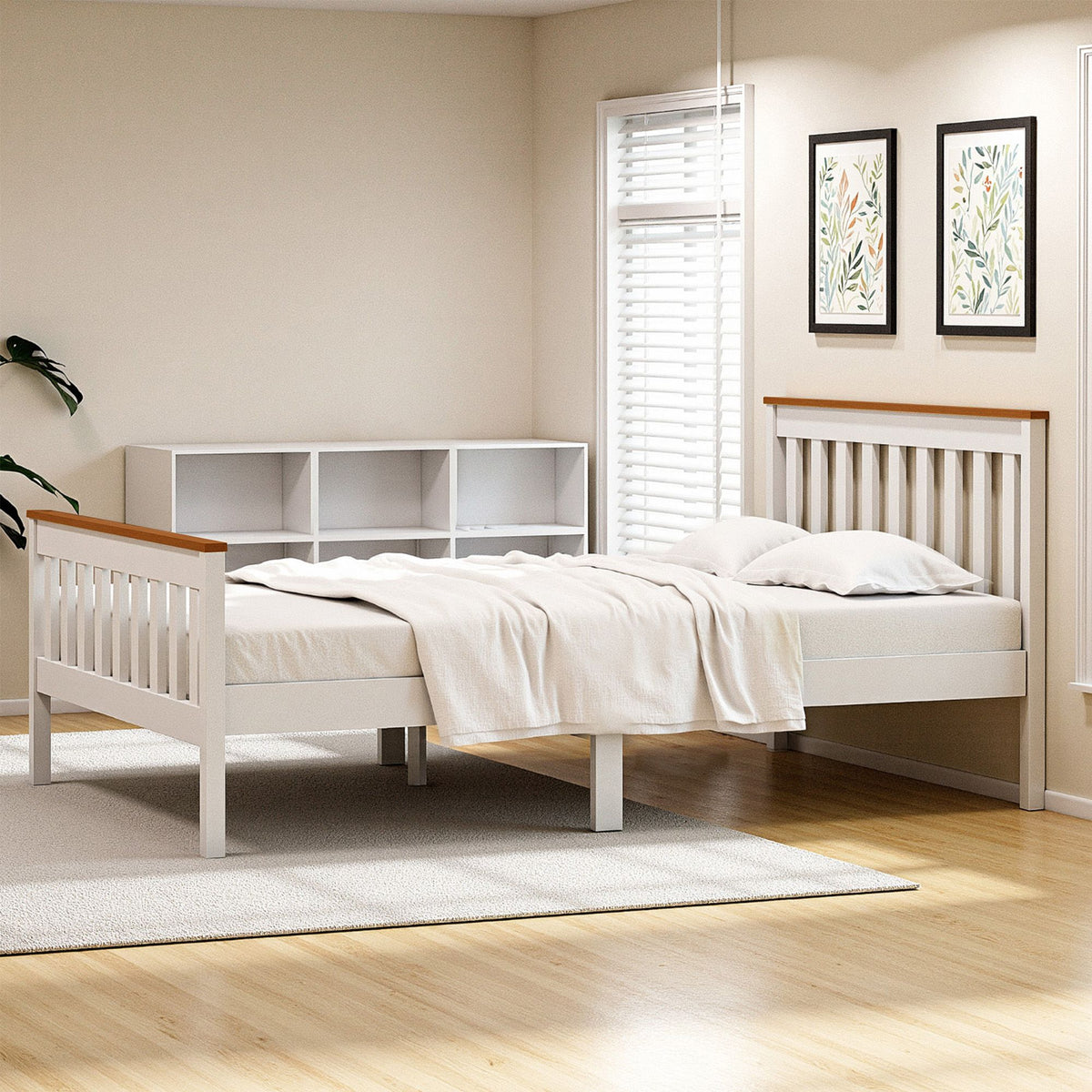 Artiss Bed Frame Double Size Wooden Platform with 2 Storage Drawers White PONY-Furniture > Bedroom > Beds & Bed Frames-PEROZ Accessories