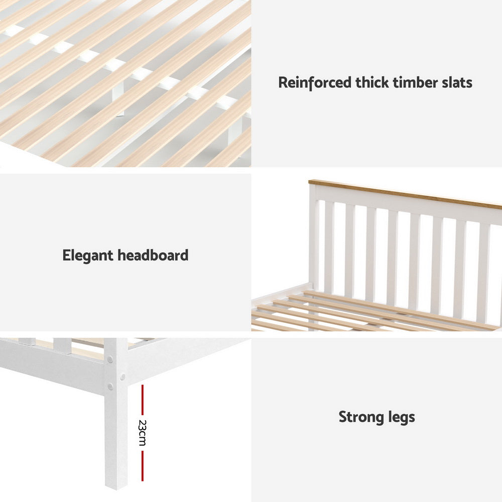 Artiss Bed Frame Double Size Wooden Platform with 2 Storage Drawers White PONY-Furniture > Bedroom > Beds & Bed Frames-PEROZ Accessories