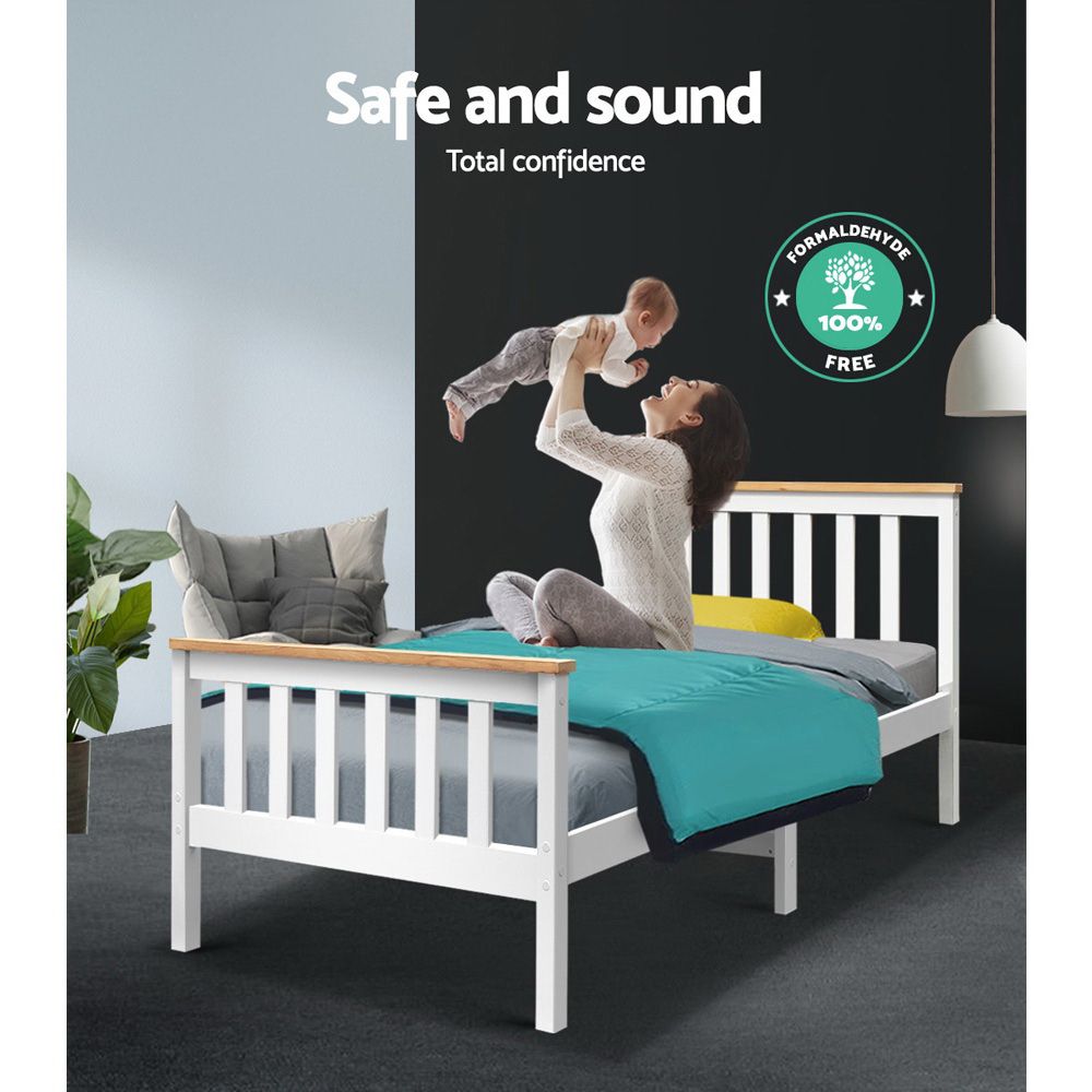 Artiss Single Wooden Bed Frame Bedroom Furniture Kids-Bed Frames-PEROZ Accessories