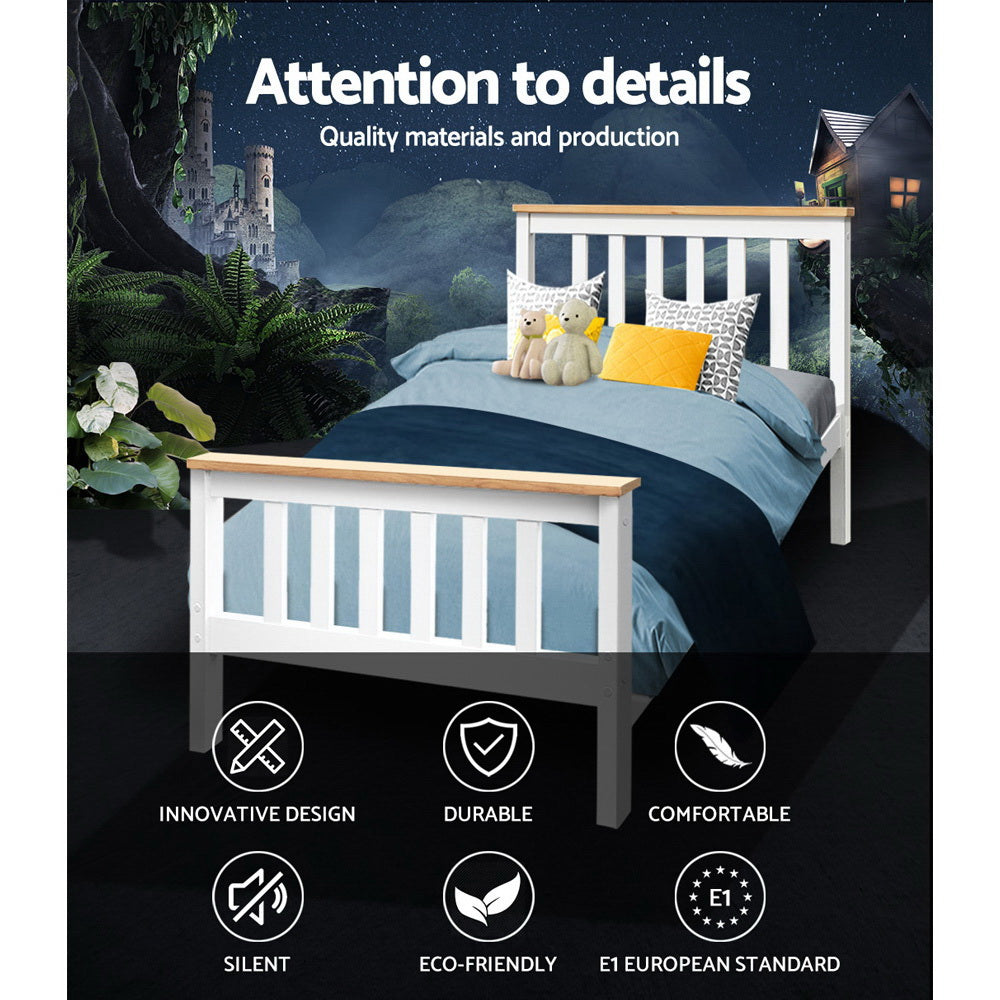 Artiss Single Wooden Bed Frame Bedroom Furniture Kids-Bed Frames-PEROZ Accessories