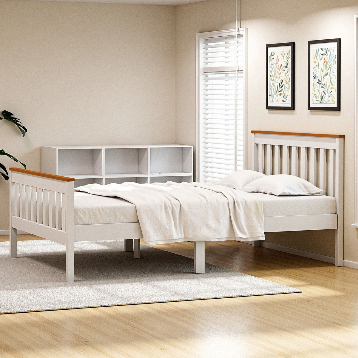 Artiss Bed Frame Single Size Wooden Platform with 2 Storage Drawers White PONY-Furniture > Bedroom > Beds & Bed Frames-PEROZ Accessories