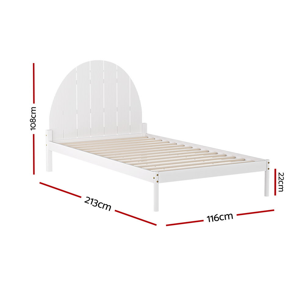 Artiss Bed Frame King Single Size Wooden White DALY-Furniture > Bedroom-PEROZ Accessories