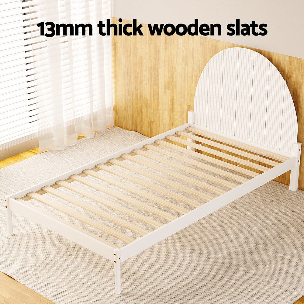 Artiss Bed Frame King Single Size Wooden White DALY-Furniture > Bedroom-PEROZ Accessories