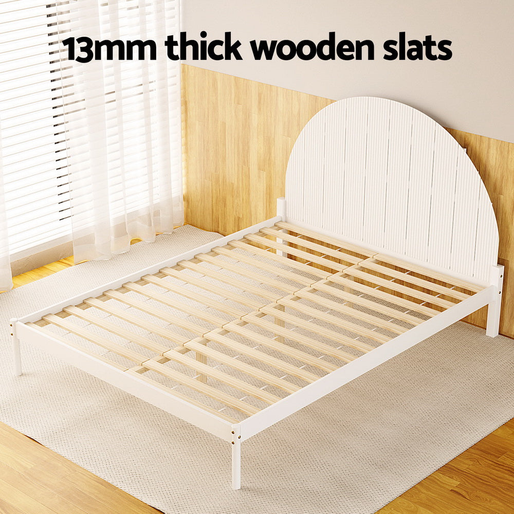 Artiss Bed Frame Queen Size Wooden White DALY-Furniture > Bedroom-PEROZ Accessories