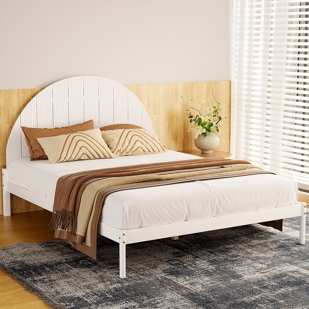 Artiss Bed Frame Queen Size Wooden White DALY-Furniture > Bedroom-PEROZ Accessories