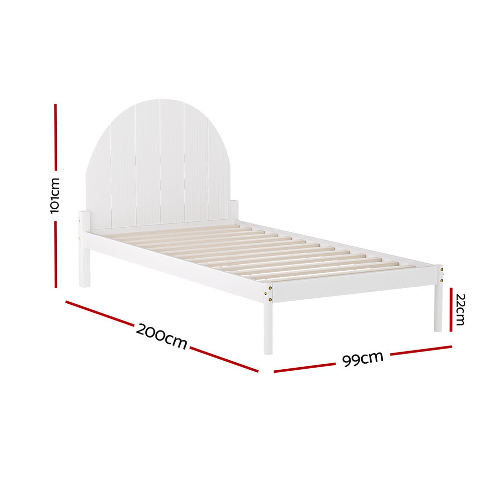 Artiss Bed Frame Single Size Wooden White DALY-Furniture > Bedroom-PEROZ Accessories