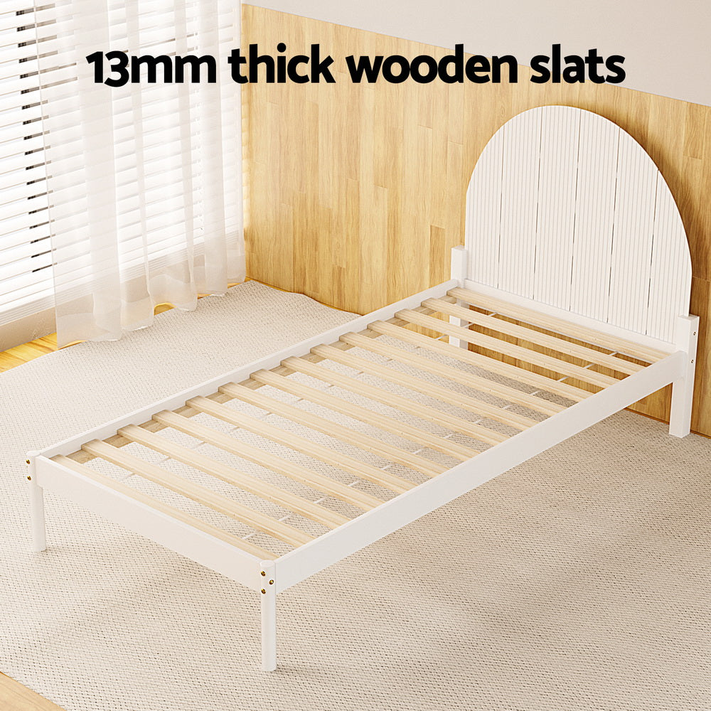 Artiss Bed Frame Single Size Wooden White DALY-Furniture > Bedroom-PEROZ Accessories