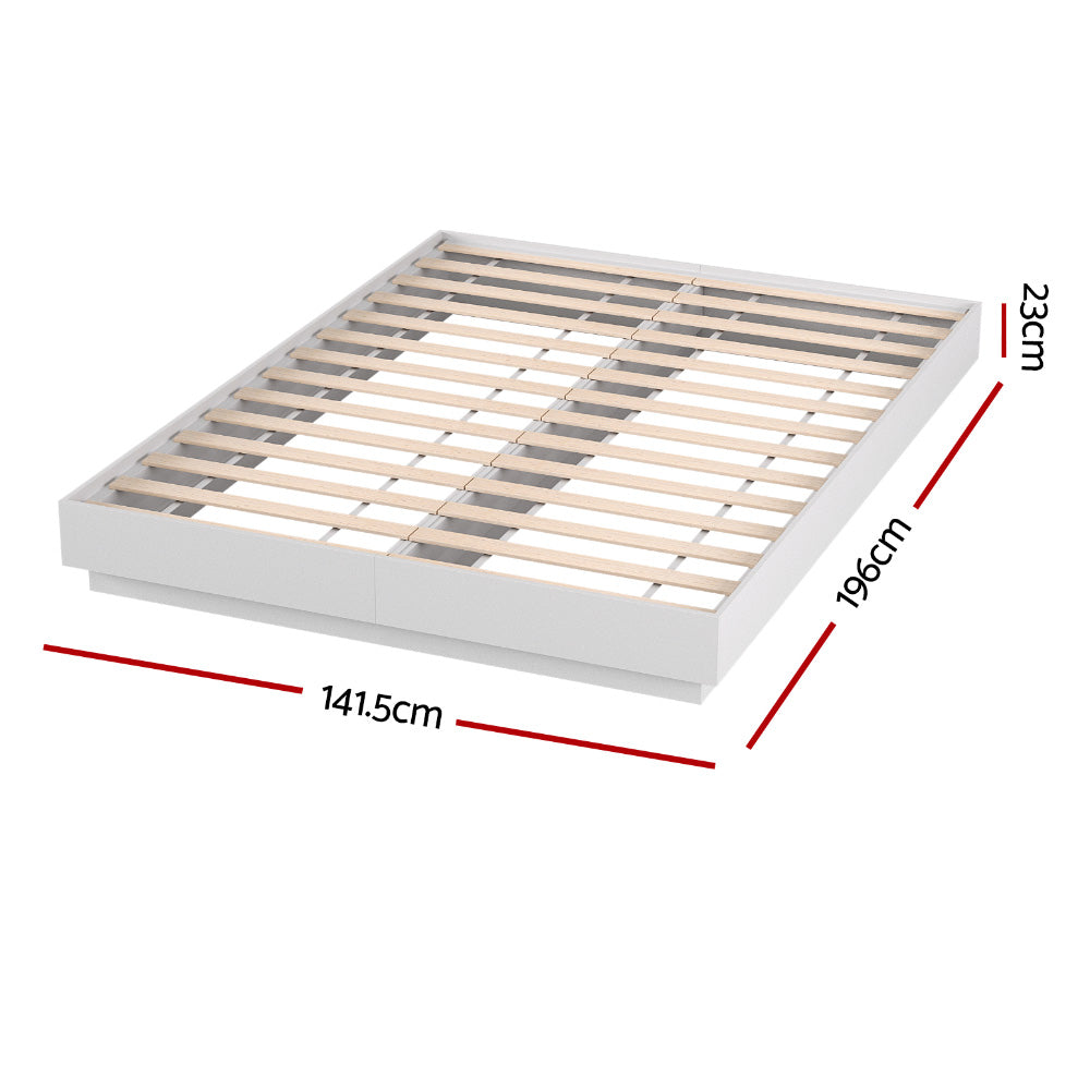 Artiss Double Bed Frame with 16Colour Led Light Wooden Platform Bed Base DAYGLOW-Furniture > Bedroom > Beds & Bed Frames-PEROZ Accessories