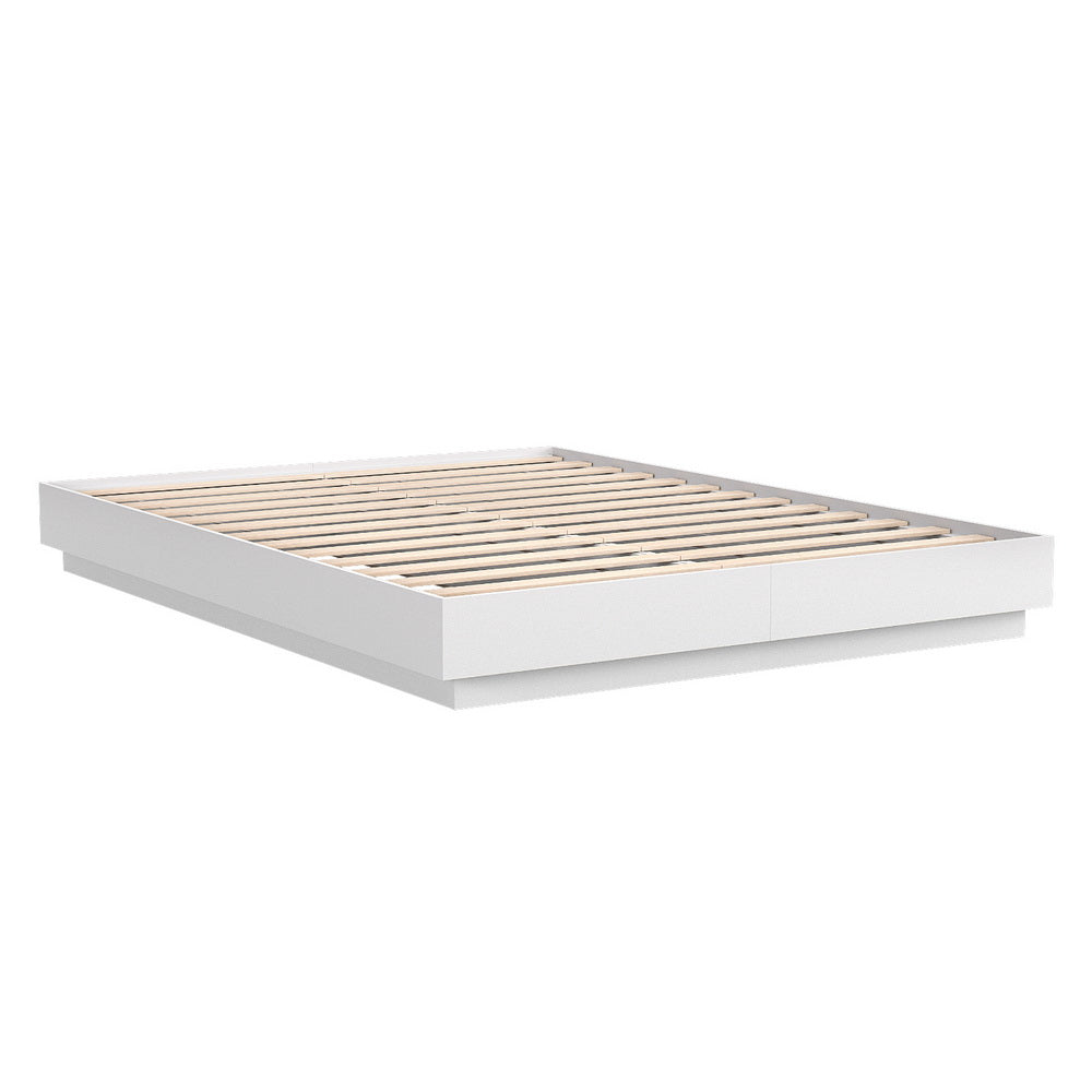 Artiss Double Bed Frame with 16Colour Led Light Wooden Platform Bed Base DAYGLOW-Furniture > Bedroom > Beds & Bed Frames-PEROZ Accessories
