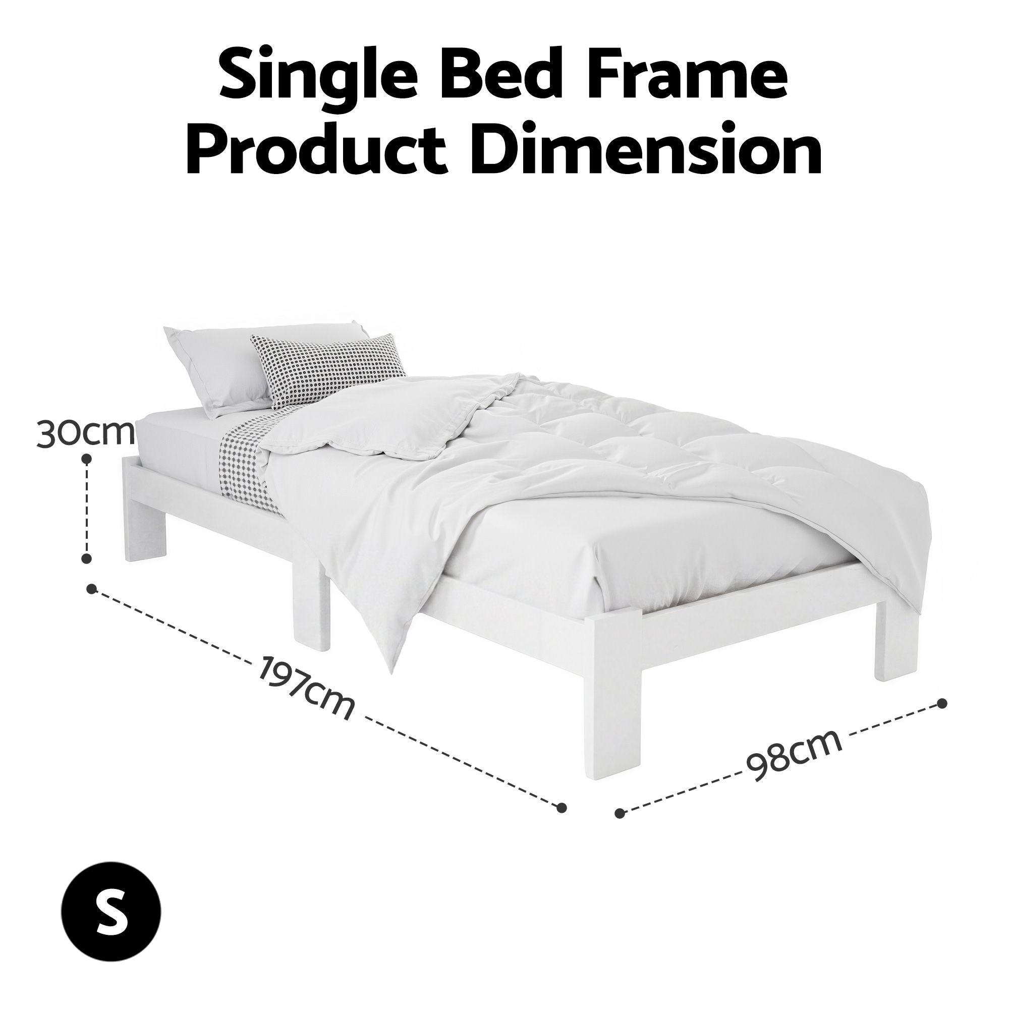 Artiss Bed Frame Single Wooden Bed Base Frame Size JADE Timber Mattress Platform-Furniture > Bedroom-PEROZ Accessories