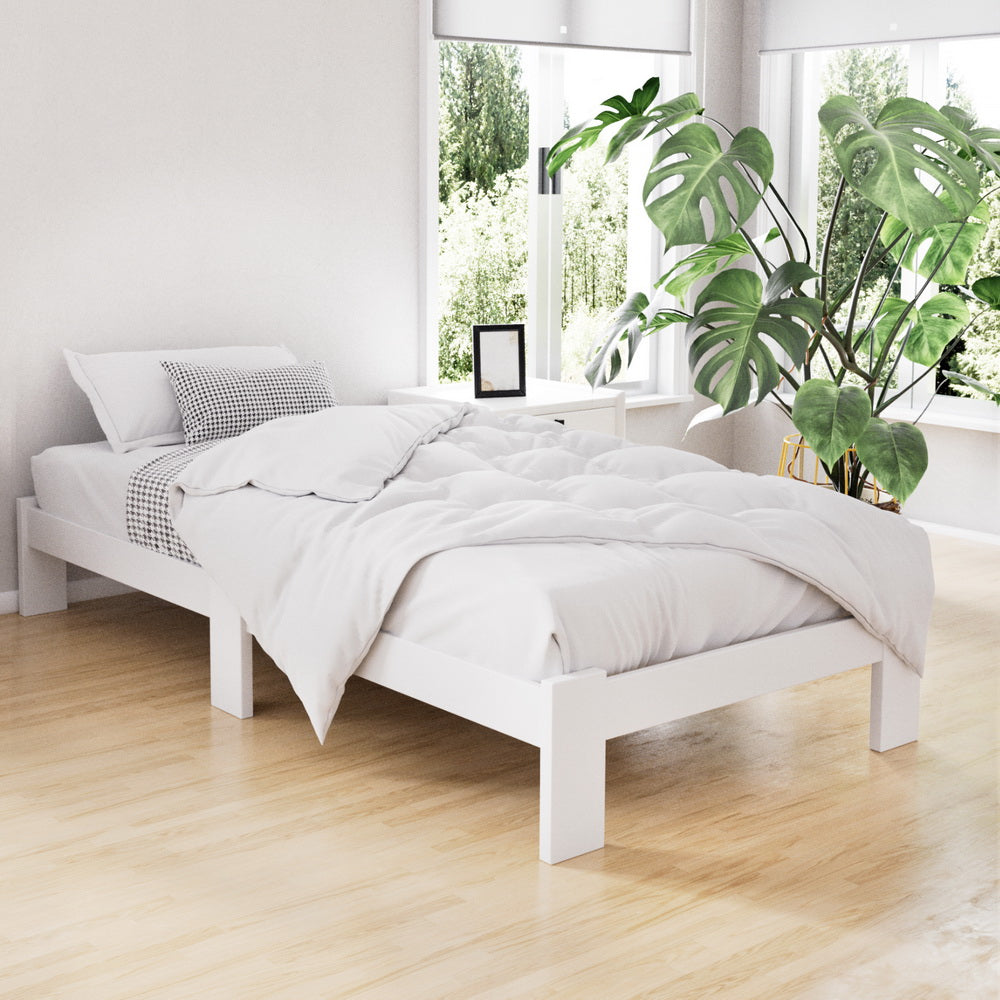 Artiss Bed Frame Single Wooden Bed Base Frame Size JADE Timber Mattress Platform-Furniture > Bedroom-PEROZ Accessories