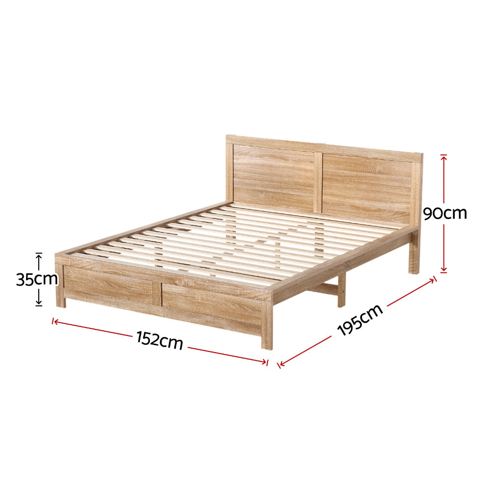 Artiss Bed Frame Double Size Wooden Acacia Wood OATMEAL-Furniture > Bedroom > Beds & Bed Frames-PEROZ Accessories