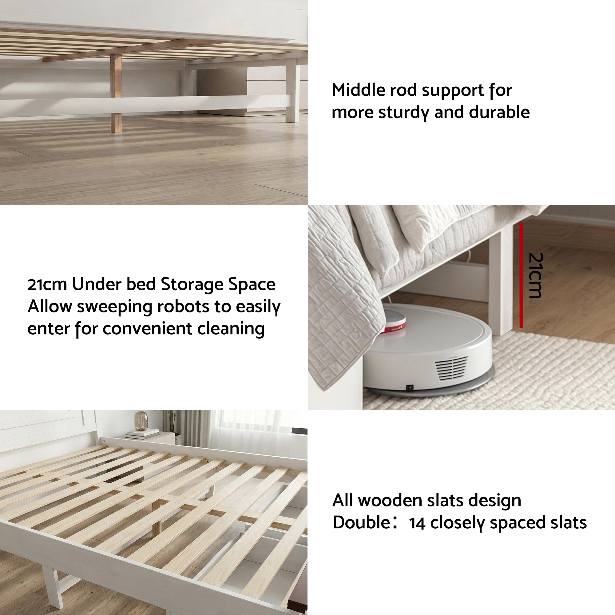 Artiss Double Wooden Bed Frame with 2 Drawer Platform Bed with 108cm Solid High Headboard White Bed Base for Bedroom Easy Assembly-Furniture > Bedroom > Beds & Bed Frames-PEROZ Accessories