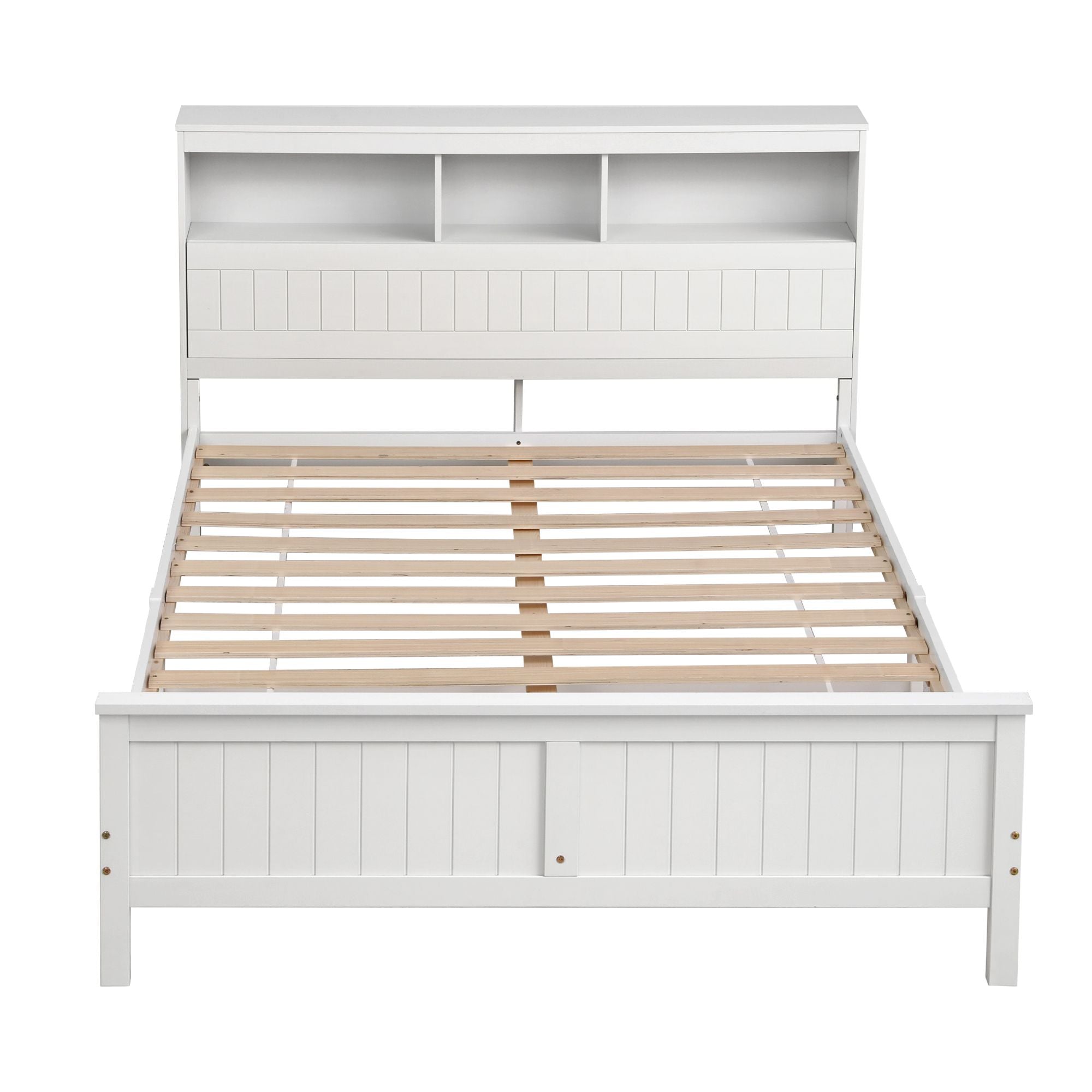 Artiss Queen Bed Frame with Storage Headboard and Footboard Wooden Bed Base White-Furniture > Bedroom > Beds & Bed Frames-PEROZ Accessories