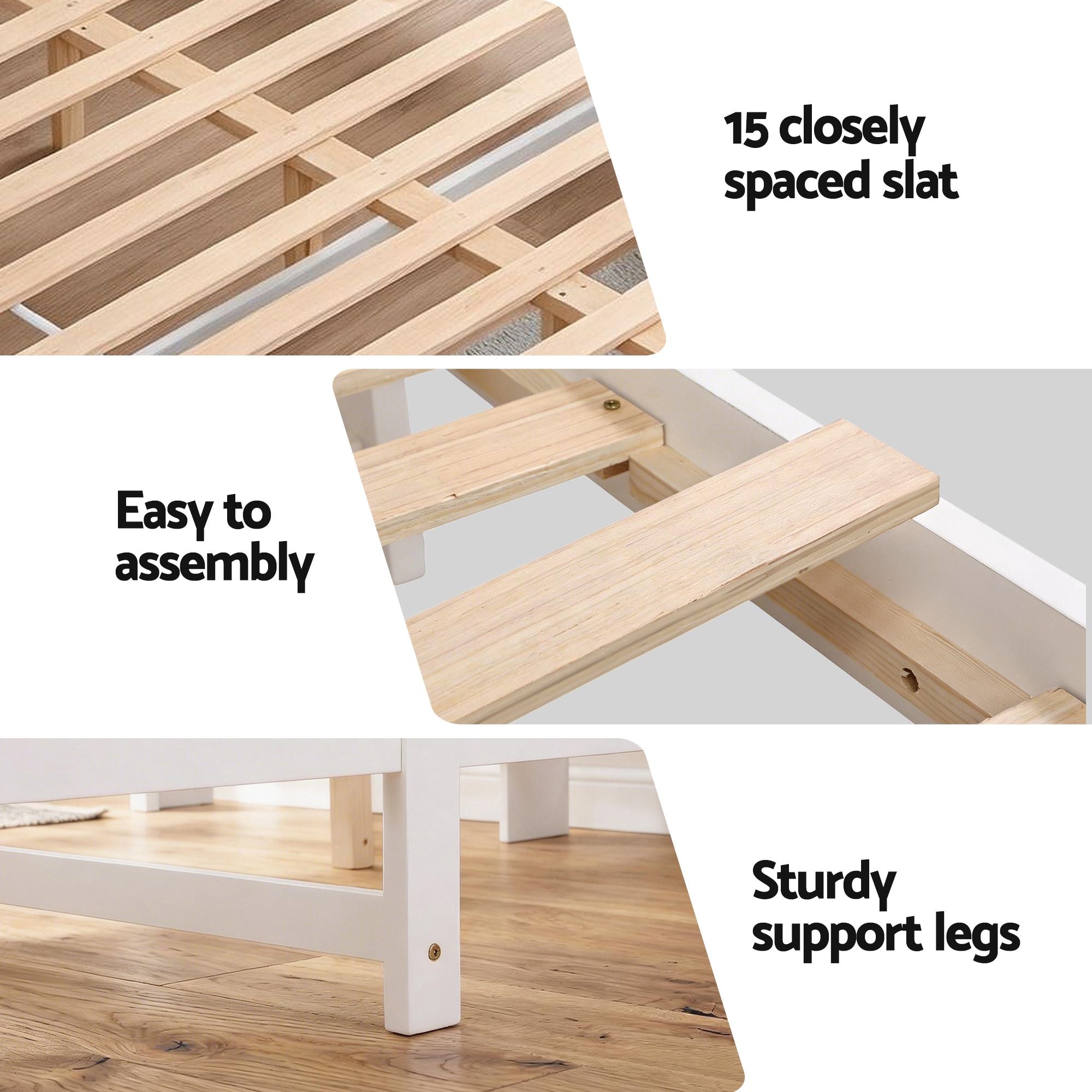 Artiss Queen Bed Frame with Storage Headboard and Footboard Wooden Bed Base White-Furniture > Bedroom > Beds & Bed Frames-PEROZ Accessories