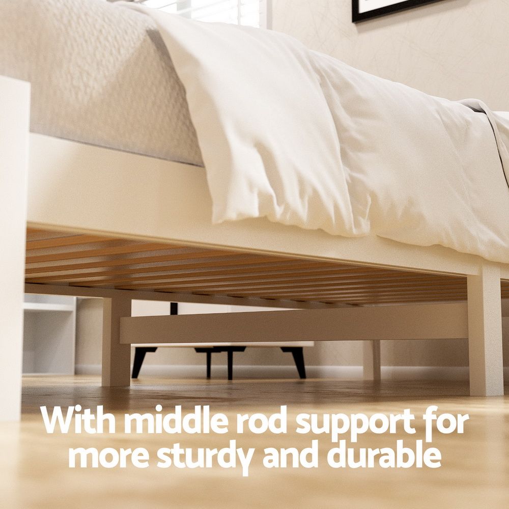 Artiss Bed Frame King Single Size Wooden Platform with 2 Storage Drawers White-Furniture > Bedroom > Beds & Bed Frames-PEROZ Accessories