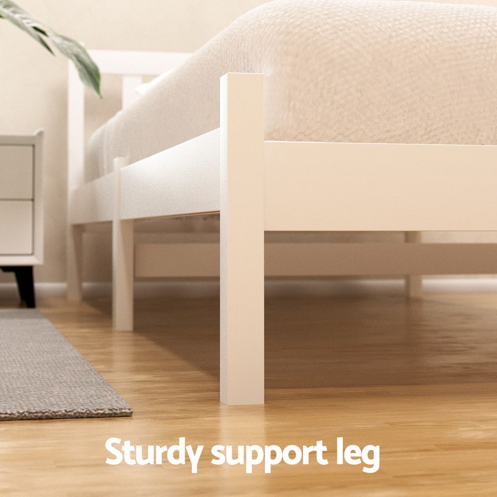 Artiss Bed Frame King Single Size Wooden Platform with 2 Storage Drawers White-Furniture > Bedroom > Beds & Bed Frames-PEROZ Accessories