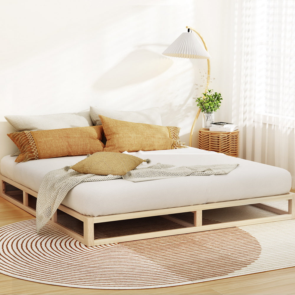 Artiss Bed Frame King Size Wooden Base Mattress Platform Timber Pine KALAM-Furniture > Bedroom-PEROZ Accessories