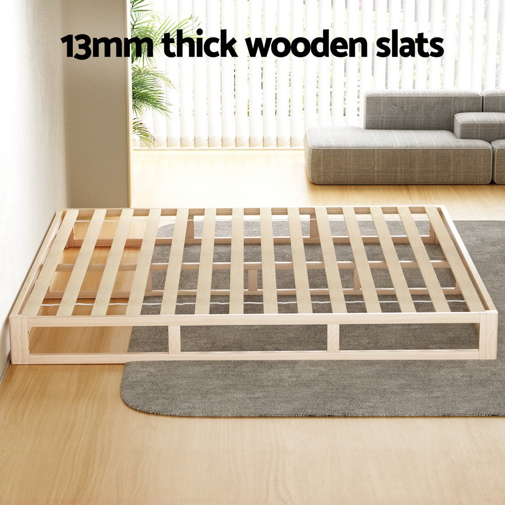 Artiss Bed Frame King Size Wooden Base Mattress Platform Timber Pine KALAM-Furniture > Bedroom-PEROZ Accessories