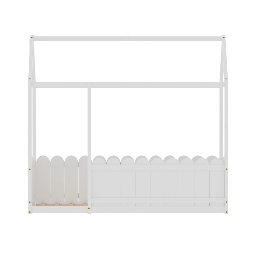 Artiss Bed Frame Wooden Kids House Single Frame White KORI-Furniture > Bedroom-PEROZ Accessories