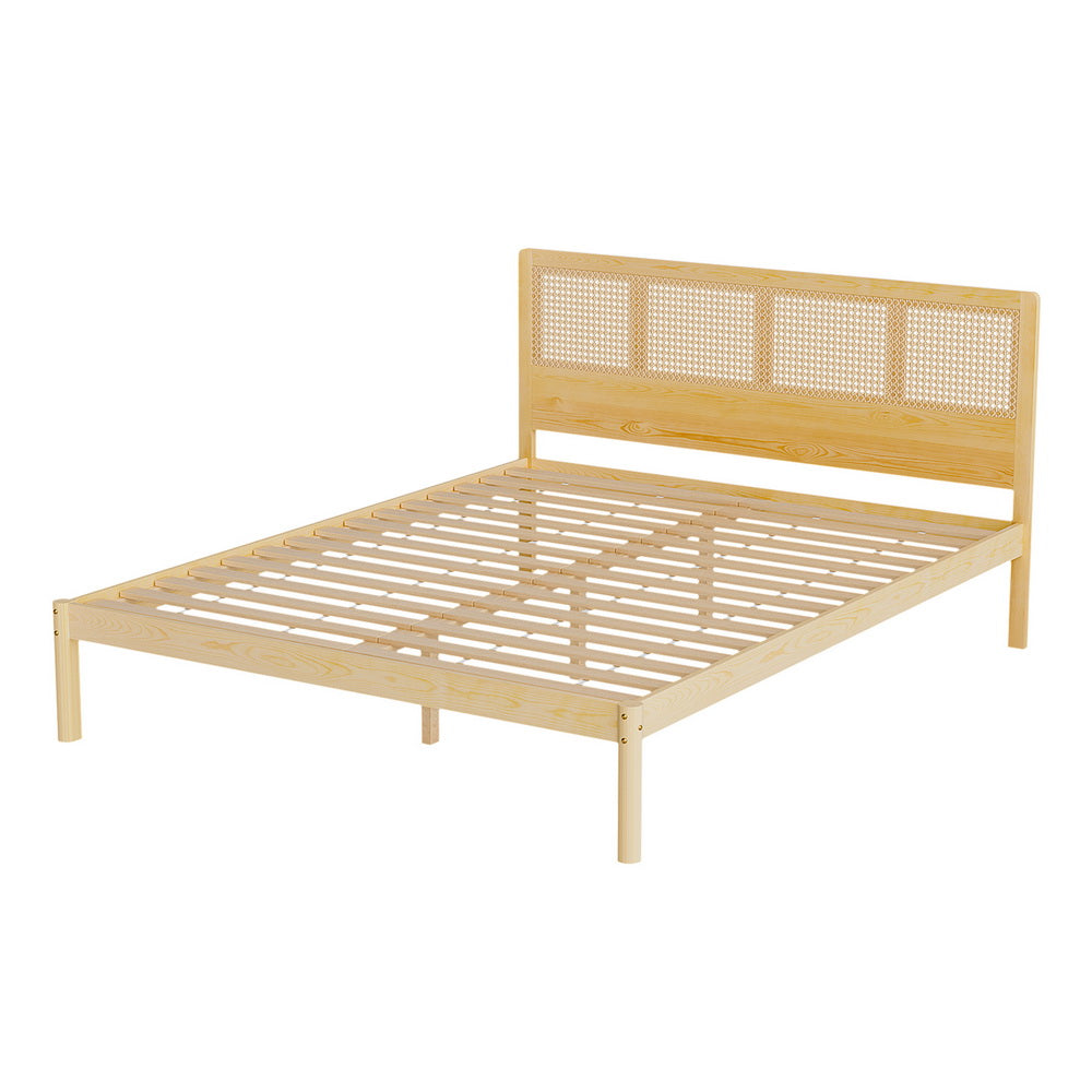 Artiss Bed Frame Queen Size Rattan Wooden RITA-Furniture > Bedroom-PEROZ Accessories