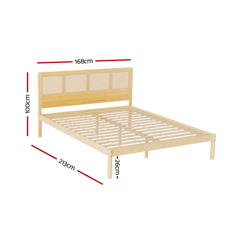 Artiss Bed Frame Queen Size Rattan Wooden RITA-Furniture > Bedroom-PEROZ Accessories