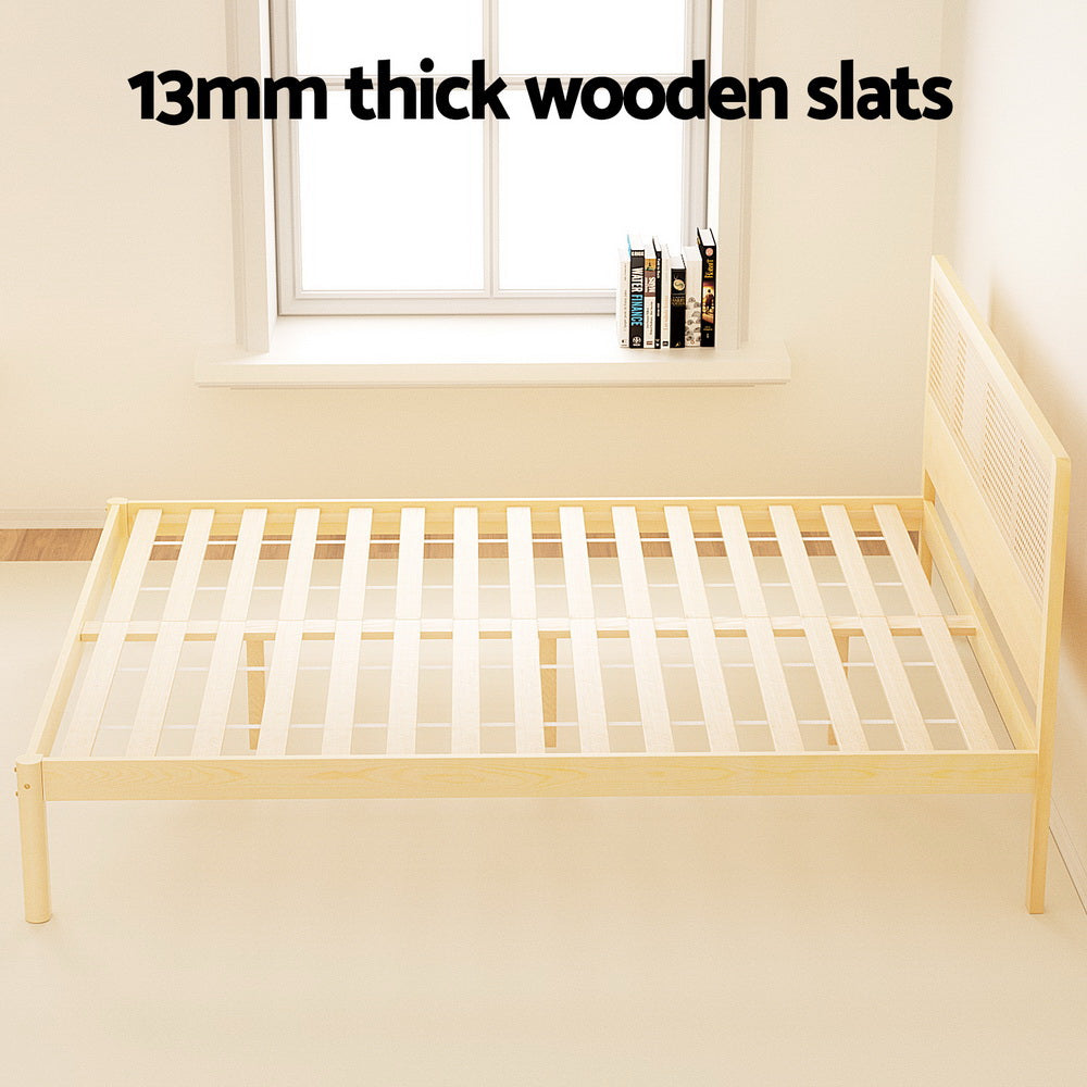 Artiss Bed Frame Queen Size Rattan Wooden RITA-Furniture > Bedroom-PEROZ Accessories