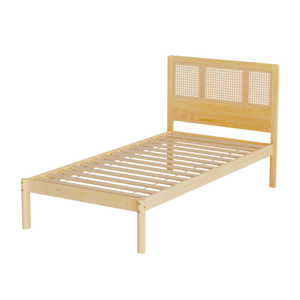 Artiss Bed Frame Single Size Rattan Wooden RITA-Furniture > Bedroom-PEROZ Accessories
