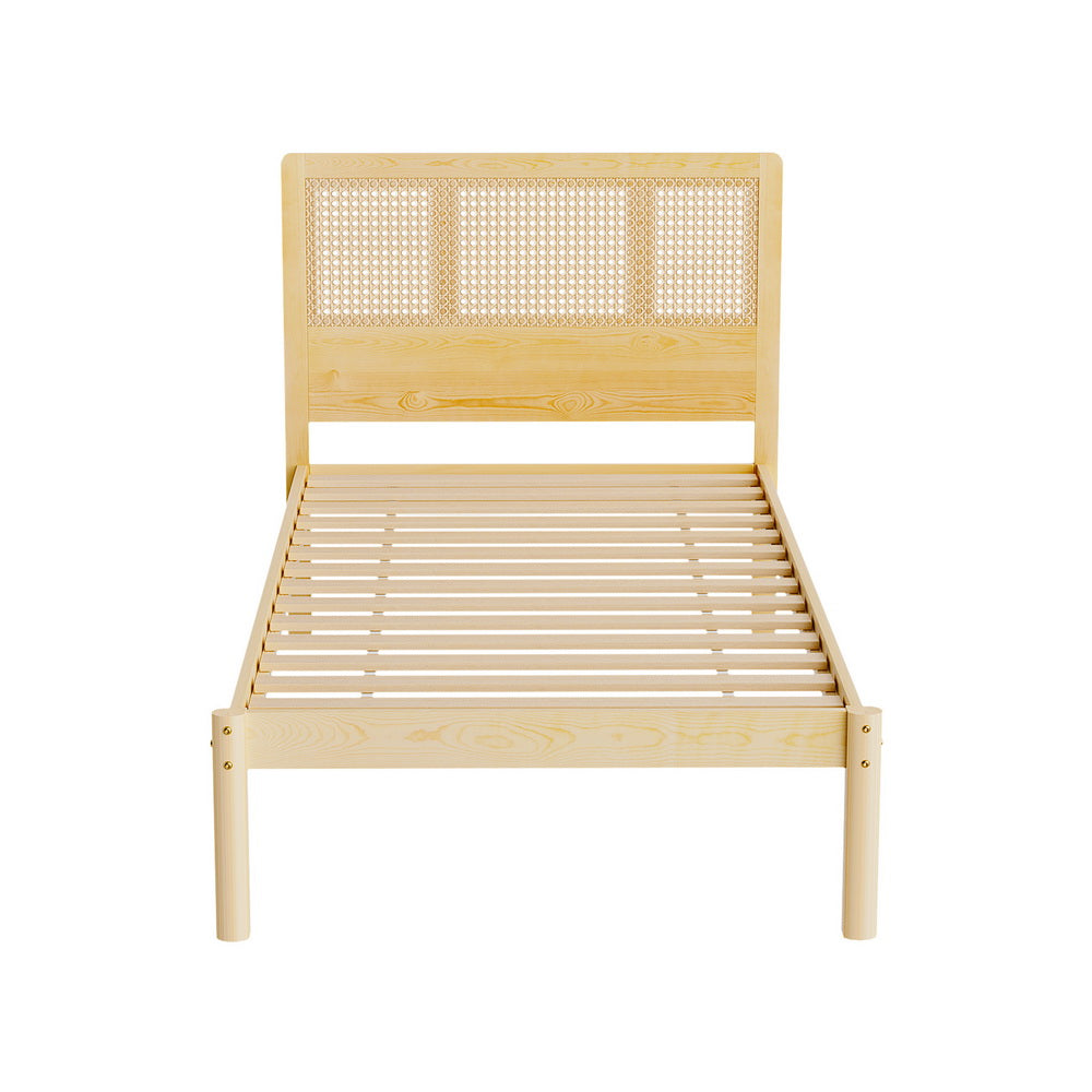 Artiss Bed Frame Single Size Rattan Wooden RITA-Furniture > Bedroom-PEROZ Accessories