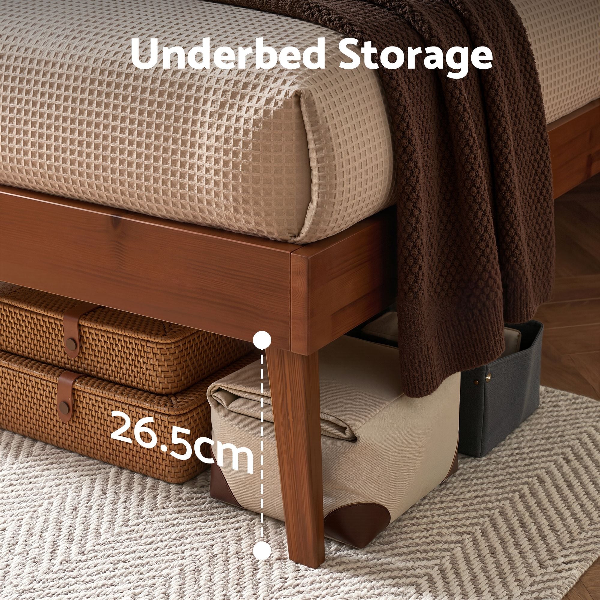 Artiss Bed Frame Queen Size Wooden Bed Base Walnut SPLAY-Furniture > Bedroom > Beds & Bed Frames-PEROZ Accessories
