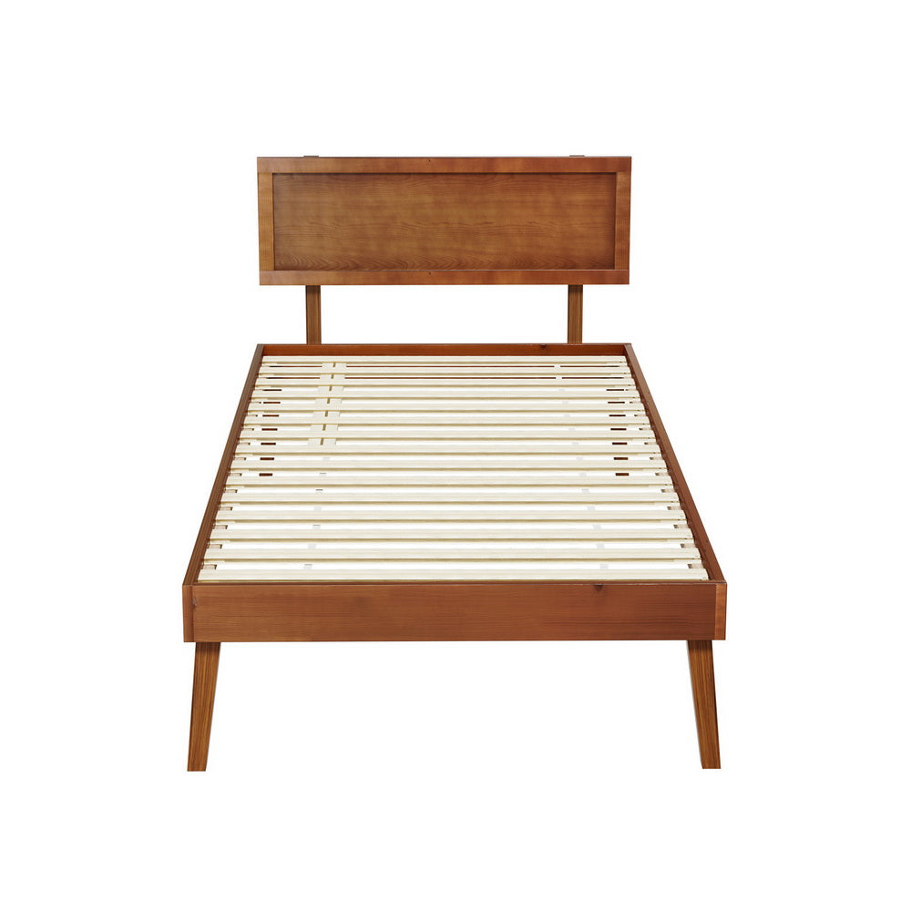 Artiss Bed Frame Single Size Wooden Bed Base Walnut SPLAY-Furniture > Bedroom-PEROZ Accessories