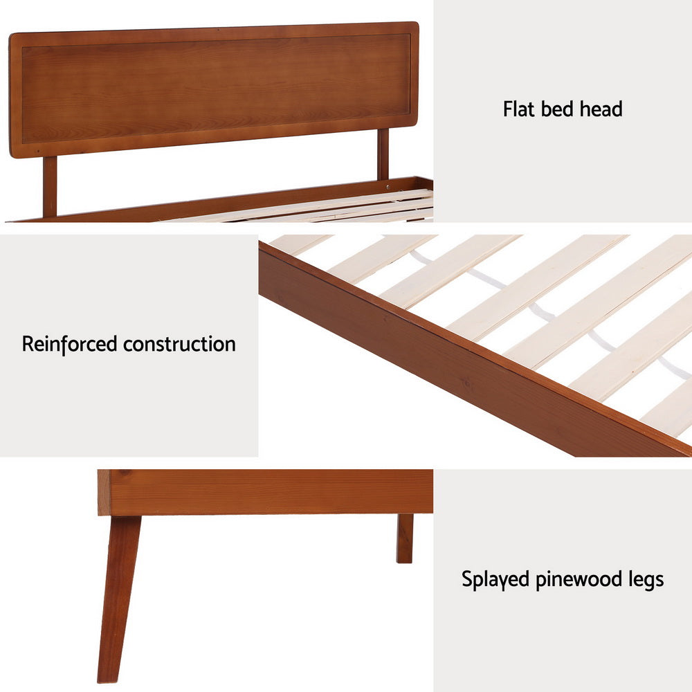 Artiss Bed Frame Single Size Wooden Bed Base Walnut SPLAY-Furniture > Bedroom-PEROZ Accessories