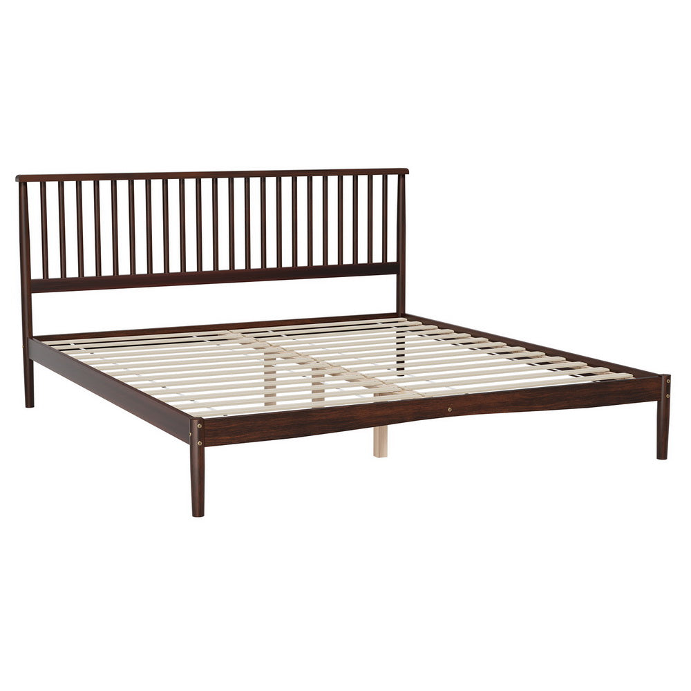 Artiss Bed Frame King Size Wooden Base Mattress Platform Timber Walnut VISE-Furniture > Bedroom-PEROZ Accessories