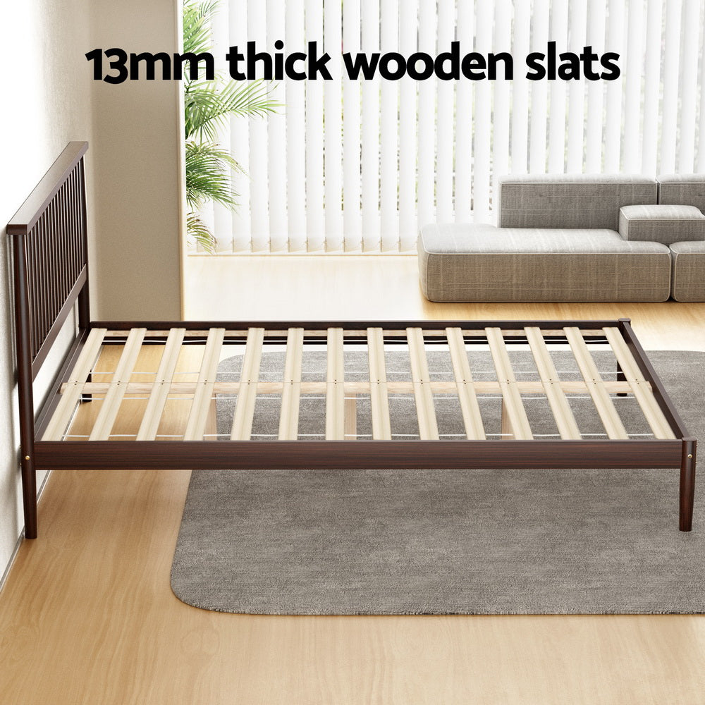 Artiss Bed Frame Queen Size Wooden Base Mattress Platform Timber Walnut VISE-Furniture > Bedroom-PEROZ Accessories