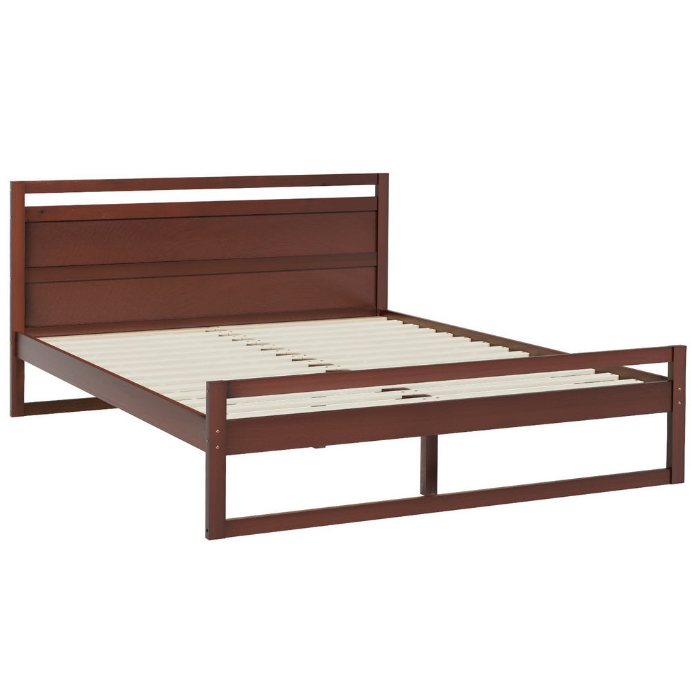 Artiss Bed Frame Double Size Wooden Walnut WITTON-Furniture > Bedroom-PEROZ Accessories