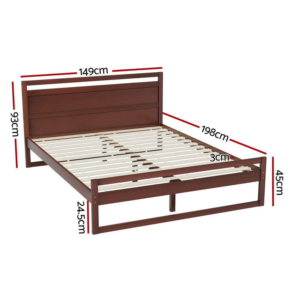 Artiss Bed Frame Double Size Wooden Walnut WITTON-Furniture > Bedroom-PEROZ Accessories