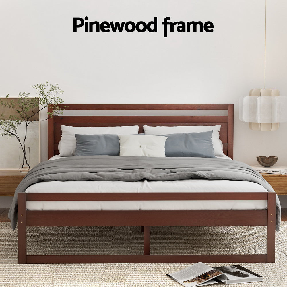 Artiss Bed Frame Double Size Wooden Walnut WITTON-Furniture > Bedroom-PEROZ Accessories