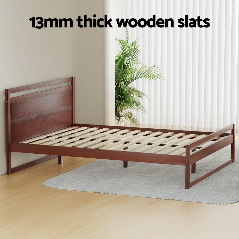 Artiss Bed Frame Double Size Wooden Walnut WITTON-Furniture > Bedroom-PEROZ Accessories