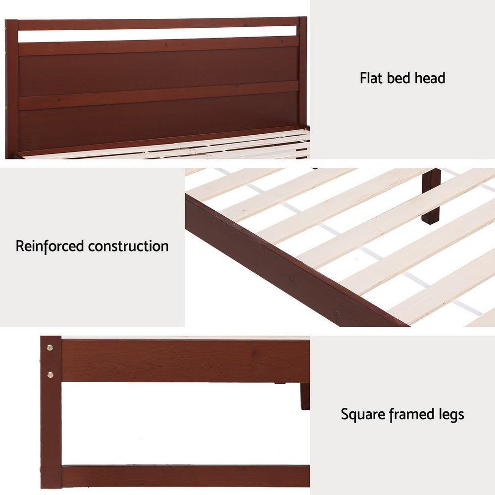 Artiss Bed Frame Double Size Wooden Walnut WITTON-Furniture > Bedroom-PEROZ Accessories