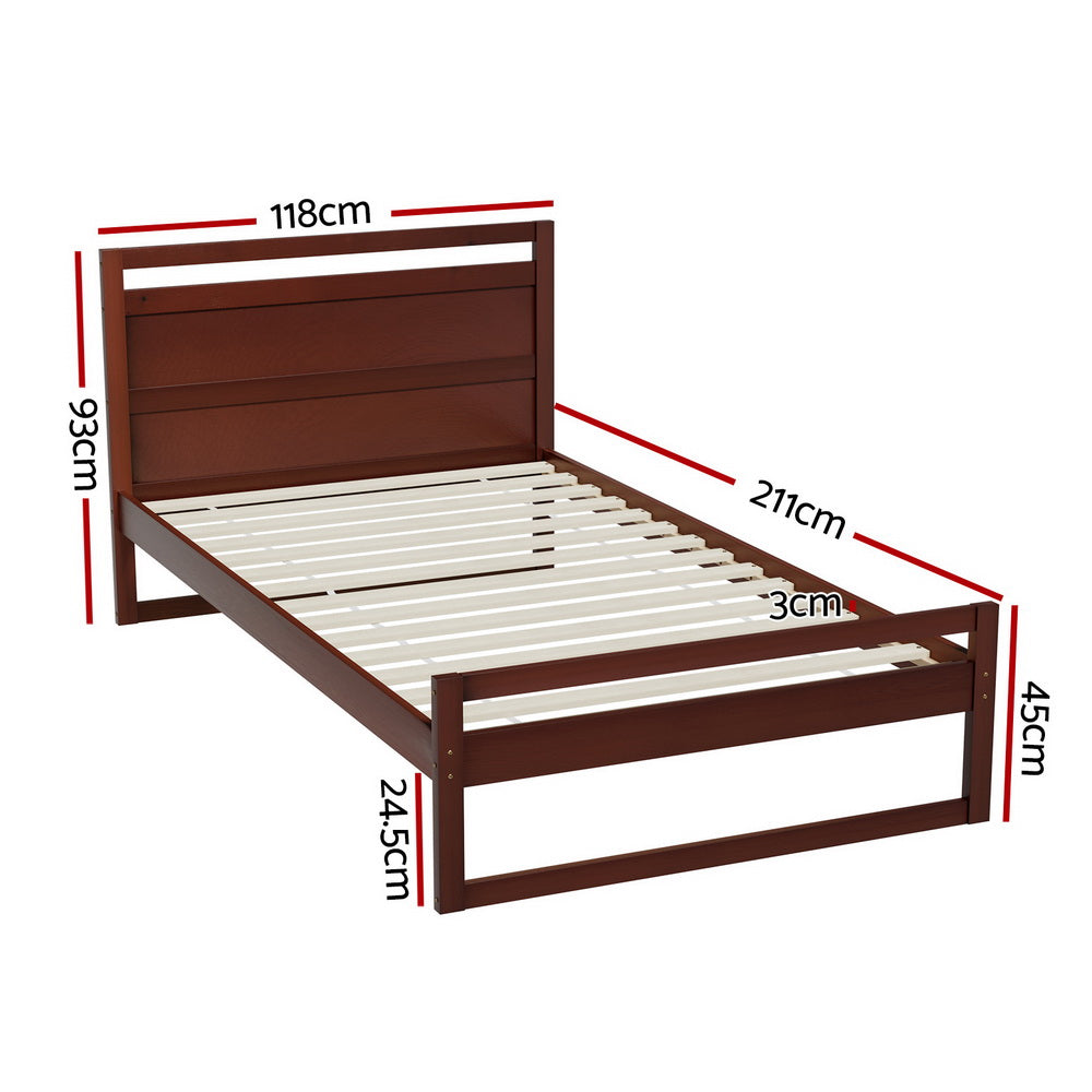 Artiss Bed Frame King Single Size Wooden Walnut WITTON-Furniture > Bedroom-PEROZ Accessories
