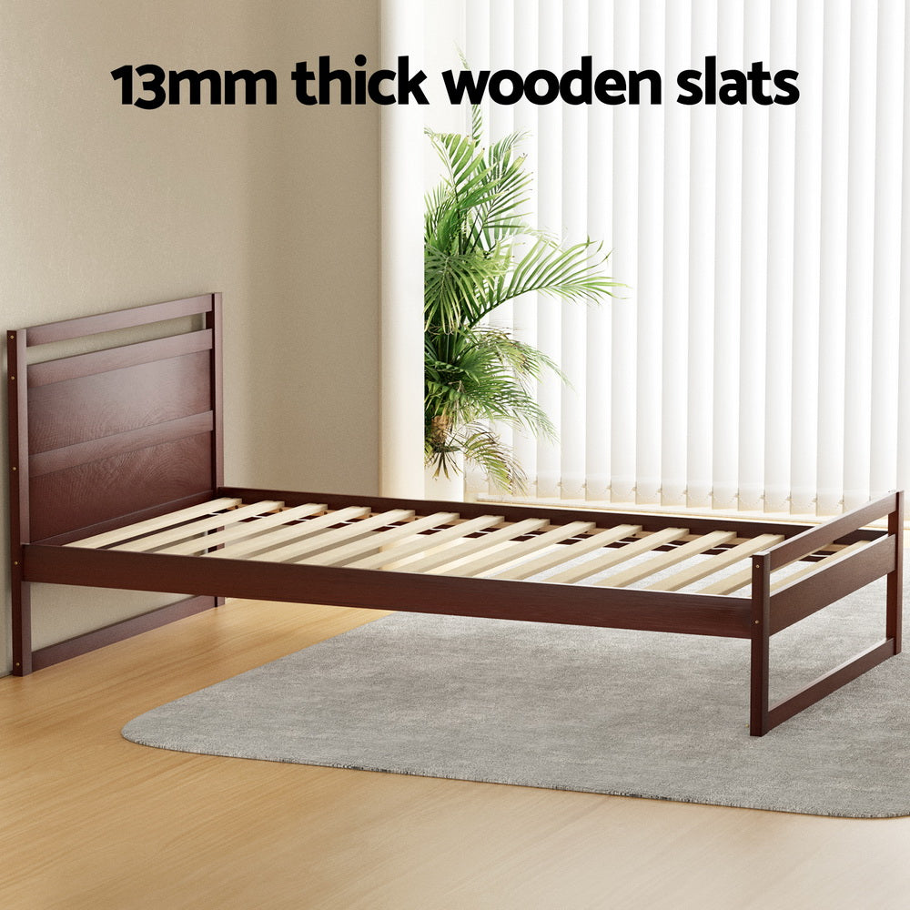 Artiss Bed Frame King Single Size Wooden Walnut WITTON-Furniture > Bedroom-PEROZ Accessories