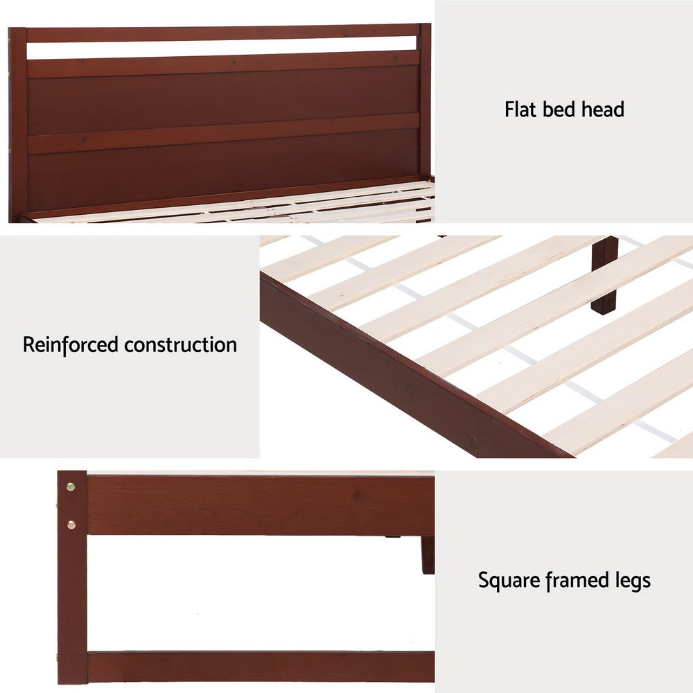 Artiss Bed Frame King Single Size Wooden Walnut WITTON-Furniture > Bedroom-PEROZ Accessories